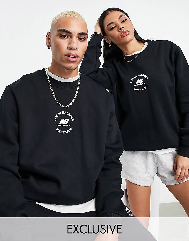 New Balance unisex life in balance sweatshirt in black